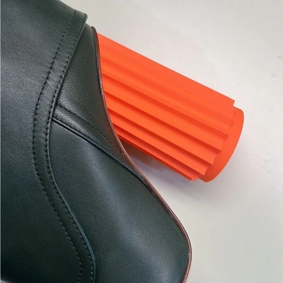 Emily in Paris AGL made in Italy Stylish Green Boots with Orange Heel - Picture 6 of 13